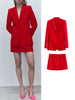 KJMYYX Women Blazer Skirt Suit 2023 Autumn Winter Single Breasted Slim Ladies Jacket High Waist Casual Mini Skirt