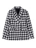 KLKXMYT TRAF Women 2023 Houndstooth Tweed Blazer Coat Vintage Long Sleeve Casual Female Outerwear Chic Jacket