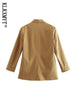 KLKXMYT TRAF Women's Blazer Jacket 2023 Double Breasted Linen Blazers Coat Vintage Long Sleeve Female Overcoat Tops
