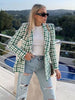 KLKXMYT Traf Blazer Women Coat Spring 2023 Check Suit Jacket Woman Vintage Long Sleeve Double Breasted Blazers Top