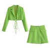 KLKXMYT Traf Women Suits With Skirt Sets 2023 Lacing Short Blazer Jacket Mini Skirt Set Woman 2 Pieces Chic Female Suit