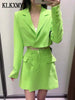 KLKXMYT Traf Women Suits With Skirt Sets 2023 Lacing Short Blazer Jacket Mini Skirt Set Woman 2 Pieces Chic Female Suit