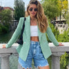 KLKXMYT Traf Women  Vintage Houndstooth Plaid Print Casual Blazer Coat Office Ladies Double Breasted Outerwear Chic Slim Tops