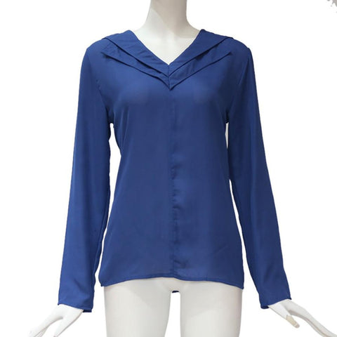 2022 Autumn Blouse New Fashion Women Tops Chiffon Solid Shirt Office Ladies Plain Roll Sleeve Blouse Tops V-Neck kimono