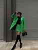 KONDALA 2023 Chic Green Oversized Long Women Blazer V Neck Pockets Office Lady Jackets Female Elegant Women Blazer