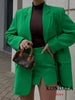 KONDALA 2023 Chic Green Oversized Long Women Blazer V Neck Pockets Office Lady Jackets Female Elegant Women Blazer