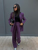 KONDALA 2023 Office Lady Solid Purple Oversized Long Blazer Women Long Sleeve V Neck Double Breasted Jackets Female Outwear