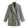 KONDALA 2023 Plaid Tweed Blazer Office Wear Nortched Long Sleeve Single Breasted Pocket Outwear Female Coat Blazer Feminino