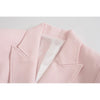 KONDALA Women Chic Pink Oversized Blazer Za 2023 Office Lady Double Breasted Solid Pockets Long Jackets V Neck Elegant Mujer Top