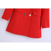 KONDALA Women Office Lady Chic Red Blazer Oversized Double Breasted V Neck Long Blazer Female Stylish Elegant Women Jackets Tops