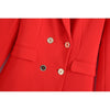 KONDALA Women Office Lady Chic Red Blazer Oversized Double Breasted V Neck Long Blazer Female Stylish Elegant Women Jackets Tops