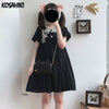 KOSAHIKI 2022 Lolita Style Women Dress Vintage Ruffles Short Sleeve Vestido Lace Robe Sweet Kawaii Black Cosplay Ladies Dresses