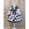 KOSAHIKI Cow Print Long Sleeve Lolita Dress women plus size Dresses 2022 Japanese Kawaii Girl Sweet Cosplay Bow Bandage Vestido