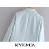 KPYTOMOA Women 2022 Office Wear Double Breasted Blazer Coat Vintage Long Sleeve Back Vents Female Outerwear Chic Tops