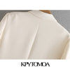 KPYTOMOA Women 2022 Office Wear Double Breasted Blazer Coat Vintage Long Sleeve Pockets Female Outerwear Chic Tops