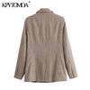 KPYTOMOA Women 2022 Office Wear Double Breasted Blazers Coat Vintage Long Sleeve Pockets Female Outerwear Chic Tops