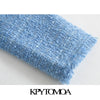 KPYTOMOA Women 2022 Office Wear Double Breasted Tweed Blazer Coat Vintage Long Sleeve Frayed Female Outerwear Chic Tops