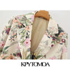 KPYTOMOA Women 2022 Office Wear Floral Print Blazer Coat Vintage Long Sleeve Pockets Female Outerwear Chic Tops