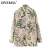 KPYTOMOA Women 2022 Office Wear Floral Print Blazer Coat Vintage Long Sleeve Pockets Female Outerwear Chic Tops