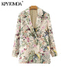 KPYTOMOA Women 2022 Office Wear Floral Print Blazer Coat Vintage Long Sleeve Pockets Female Outerwear Chic Tops