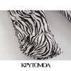 KPYTOMOA Women 2022 Chic Animal Print Pleated Asymmetric Midi Dress Vintage Puff Sleeve Back Zipper Female Dresses Mujer