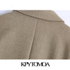 KPYTOMOA Women 2022 Double Breasted Loose Fitting Blazer Coat Vintage Long Sleeve Pockets Female Outerwear Chic Veste