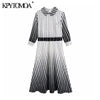 KPYTOMOA Women 2022 Geometric Print Office Wear Midi Dress Vintage Three Quarter Sleeve Back Zipper Female Dresses Mujer