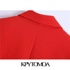 KPYTOMOA Women 2022 Office Wear Double Breasted Blazer Coat Vintage Long Sleeve Flap Pockets Female Outerwear Chic Veste
