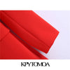 KPYTOMOA Women 2022 Office Wear Double Breasted Blazer Coat Vintage Long Sleeve Flap Pockets Female Outerwear Chic Veste