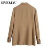 KPYTOMOA Women 2022 Office Wear Double Breasted Blazers Coat Vintage Long Sleeve Pockets Female Outerwear Chic Tops