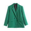 KPYTOMOA Women 2022 Oversized Double Breasted Blazer Coat Vintage Long Sleeve Flap Pockets Female Outerwear Chic Veste