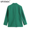 KPYTOMOA Women 2022 Oversized Double Breasted Blazer Coat Vintage Long Sleeve Flap Pockets Female Outerwear Chic Veste
