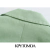 KPYTOMOA Women 2022 Single Button Linen Cropped Blazer Vintage Shorts Sleeve Female Outerwear Chic Veste Femme
