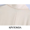 KPYTOMOA Women 2022 Soft Touch Pleated Midi Shirt Dress Vintage Long Sleeve Button-up Female Dresses Vestidos Mujer