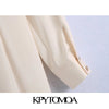 KPYTOMOA Women 2022 Soft Touch Pleated Midi Shirt Dress Vintage Long Sleeve Button-up Female Dresses Vestidos Mujer