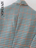 KPYTOMOA Women 2022 With Tied Patchwork Check Blazer Coat Vintage Long Sleeve Flap Pockets Female Outerwear Chic Veste