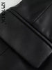 KPYTOMOA Women Double Breasted Faux Leather Blazer Coat Vintage Long Sleeve Flap Pockets Female Outerwear Chic Vestes