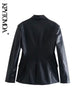 KPYTOMOA Women Double Breasted Faux Leather Blazer Coat Vintage Long Sleeve Flap Pockets Female Outerwear Chic Vestes