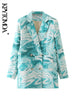 KPYTOMOA Women Double Breasted Printed Blazer Coat Vintage Long Sleeve Pockets Feamle Outerwear Chic Veste Femme