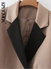 KPYTOMOA Women Patchwork Cropped Blazer Coat Vintage Long Sleeve With Buttons Female Outerwear Chic Veste Femme