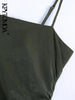 KPYTOMOA Women Soft Touch Front Slit Midi Camisole Dress Vintage Backless Side Zipper Thin Straps Female Dresses Mujer