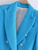 KUMSVAG 2023 Summer Women Casual Veins Blazers Coats Solid Double Breasted Slim Female Elegant Street OL Blazer Outerwear