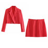 KUMSVAG Women Summer Solid Skirt Suits 2-piece Sets 2022 ZA Short Blazers Coats and Skirts Female Elegant Party Clothing CD8083
