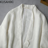 KUSAHIKI Causal Women Cotton Linen Blazer Coat Long Sleeve 2023 Summer Thin Suit Jacket Korean Solid Blazers Feminimos