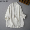 KUSAHIKI Causal Women Cotton Linen Blazer Coat Long Sleeve 2023 Summer Thin Suit Jacket Korean Solid Blazers Feminimos