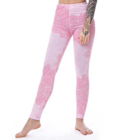 Brand Pink Leggings For Women Sexy Leggings For Fitness Flowers Mandala Legging Slim High Waist Leggins Women Fashion Print