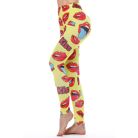 Kiss Legins Sexy Leggings High Waist Legging Red Fitness Legging For Slim Fashion Lycra Leggings Colorful Women Pants 2022