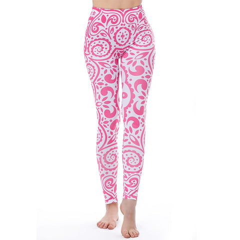 Pink Leggings Mandala Flowers Lycra Sexy Legging Summer Women Legging High Waist 3d Print Slim Women Leggings Lycra Fitness