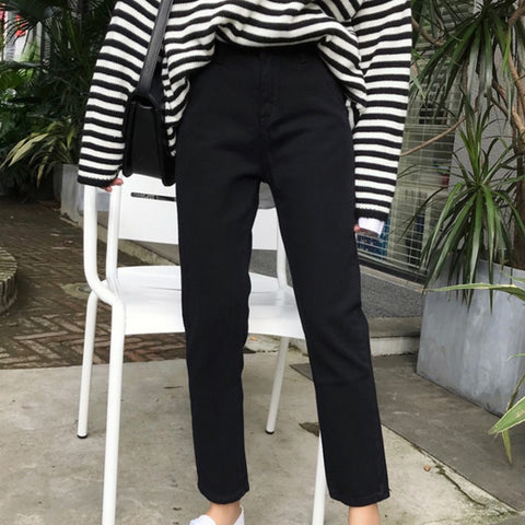 Fashion Black Jeans for Women Clothing Solid High Waist Pantalones Vaqueros Mujer All Match Ladies Denim Trousers S-XL