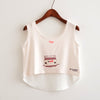 New 2022 Fashion Women Crop Top Sleeveless Cat Princess Print Summer Casual Top Women Short Cropped Tops Vest Tank Tops